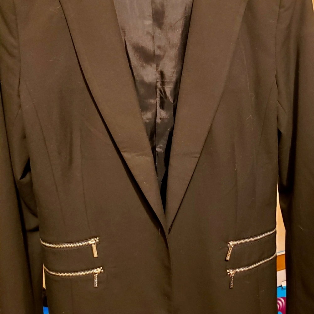 Michael Kors Black Zipper Detail Blazer